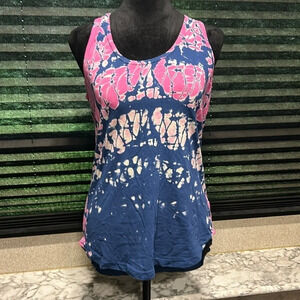 Balance Collection Women’s Tie Dye Racerback Blue & Pink Tank‎ Top Size Medium